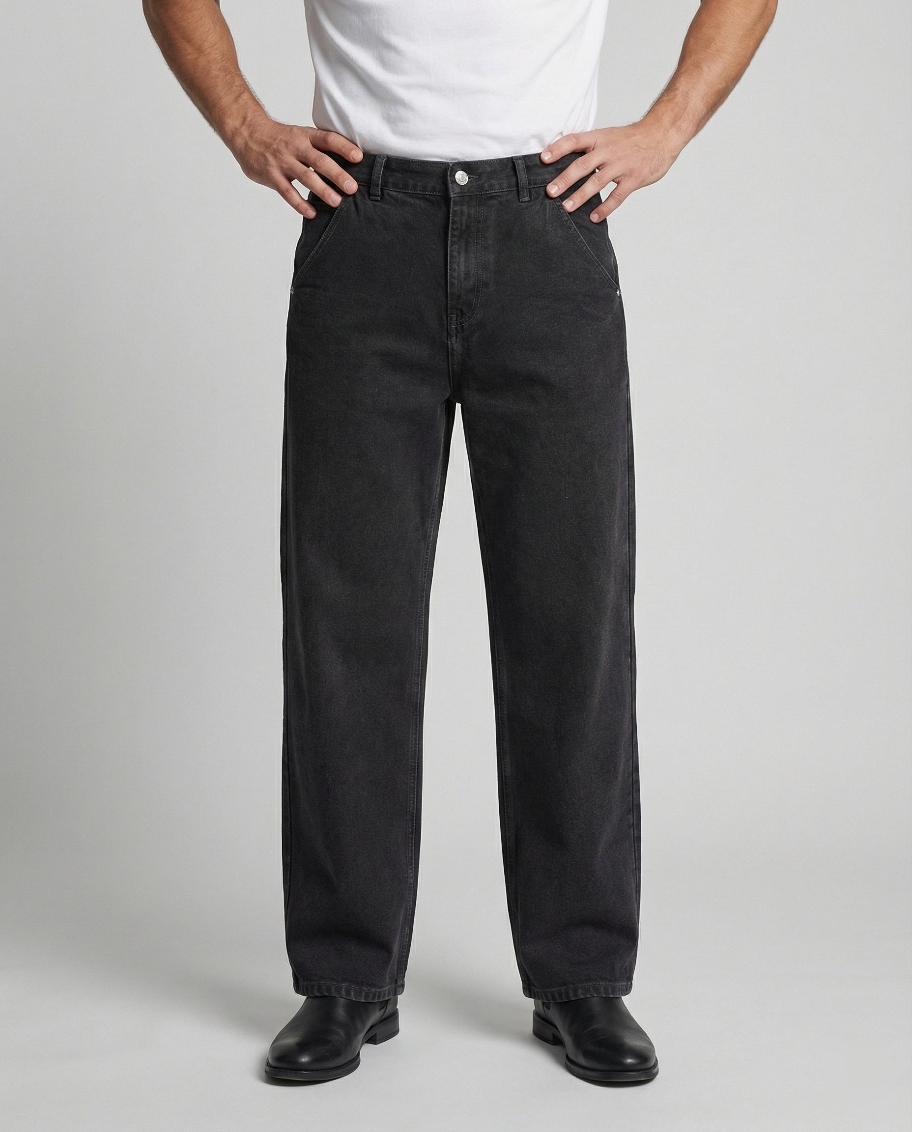 Retro Jeans Washed Schwarz Grau