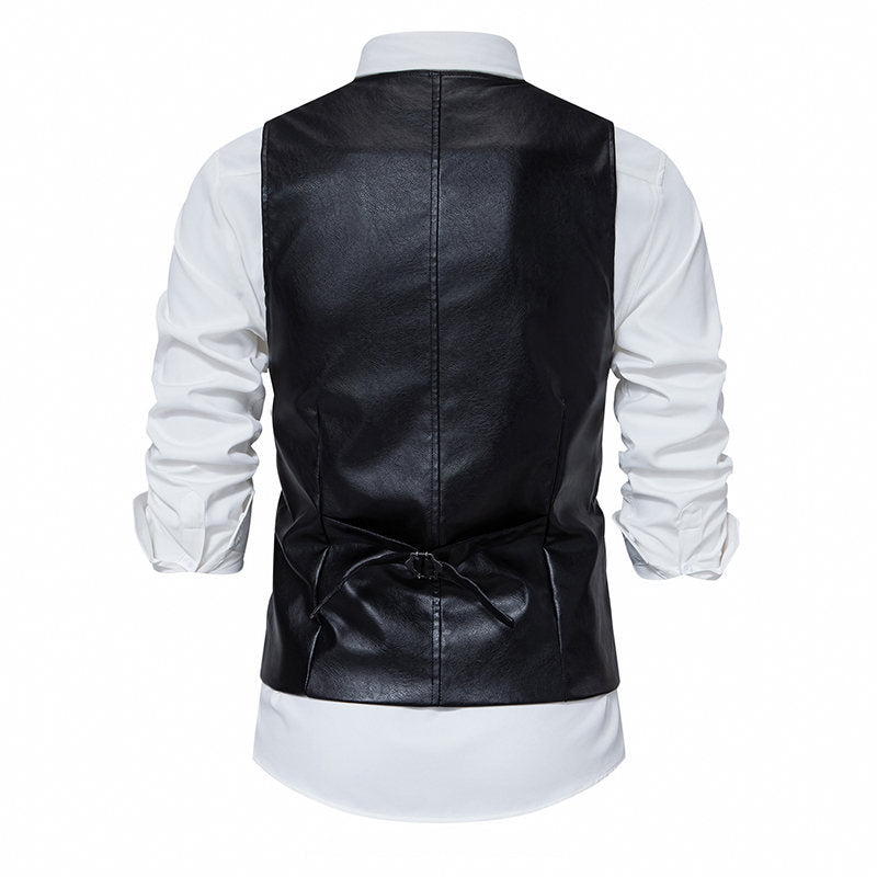 Herren elegante Kunstlederweste