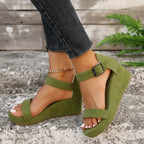 Damen Keil-Sandalen mit verstellbarem Riemen und rutschfester Sohle R&B