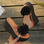 Damen Plateau-Sandalen mit floralem Applikationsdesign