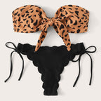 Damen Bandeau-Bikini-Set mit gepolstertem Oberteil und verstellbarem Höschen R&B
