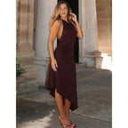 Damen asymmetrisches Halterkleid mit Rüschendetails R&B