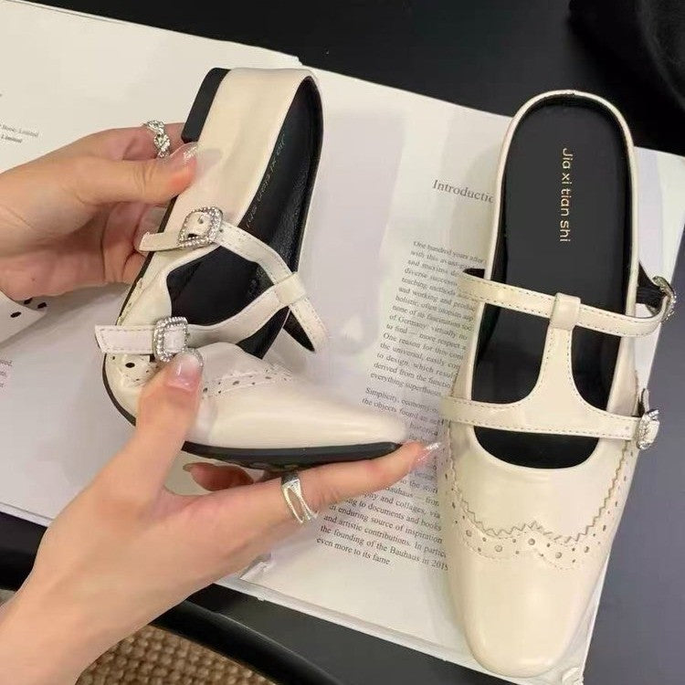 Damen Slingback-Pantoletten mit elegantem Riemendesign und funkelndem Glanz EB