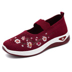 Damen Slip-On Ballerinas mit floralem Strickdesign R&B