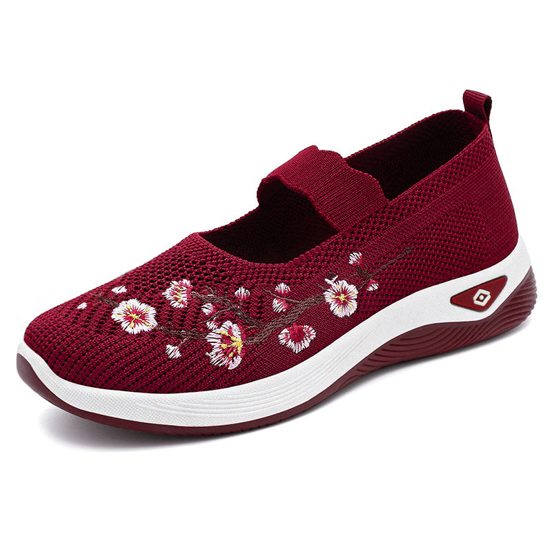 Damen Slip-On Ballerinas mit floralem Strickdesign R&B