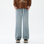 Damen weite Denim-Hose mit verstellbarem Bund und modernem Schnitt R&B