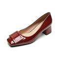 Damen elegante Blockabsatzpumps mit modernem Schnallenakzent
