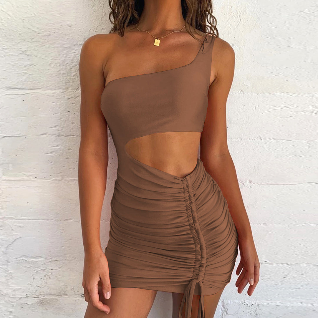 Damen Mini-Kleid mit asymmetrischem Schnitt und raffinierten Raffungselementen R&B