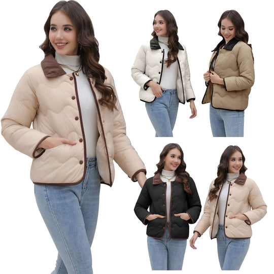 Damen Steppjacke mit elegantem Kragen und strukturierter Oberfläche R&B