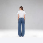 Damen Weite Jeans mit hohem Bund und Falten