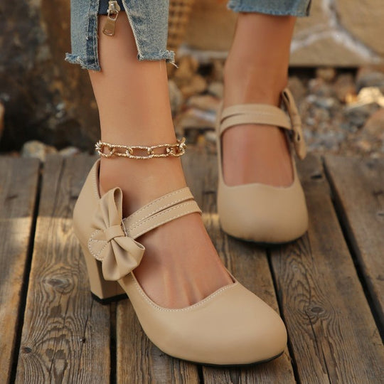 Damen Pumps mit verstellbarem Riemen und dekorativem Schleifendetail R&B
