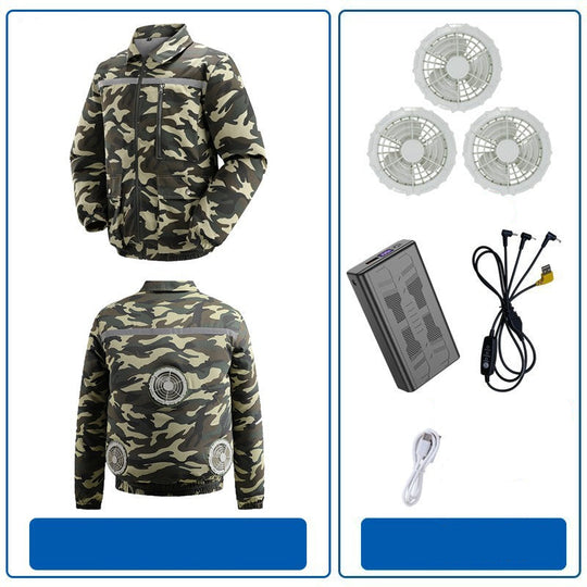 Herren nan belüftete Arbeitsjacke mit integrierten Lüftern, USB-Stromanschluss und reflektierenden Einsätzen R&B