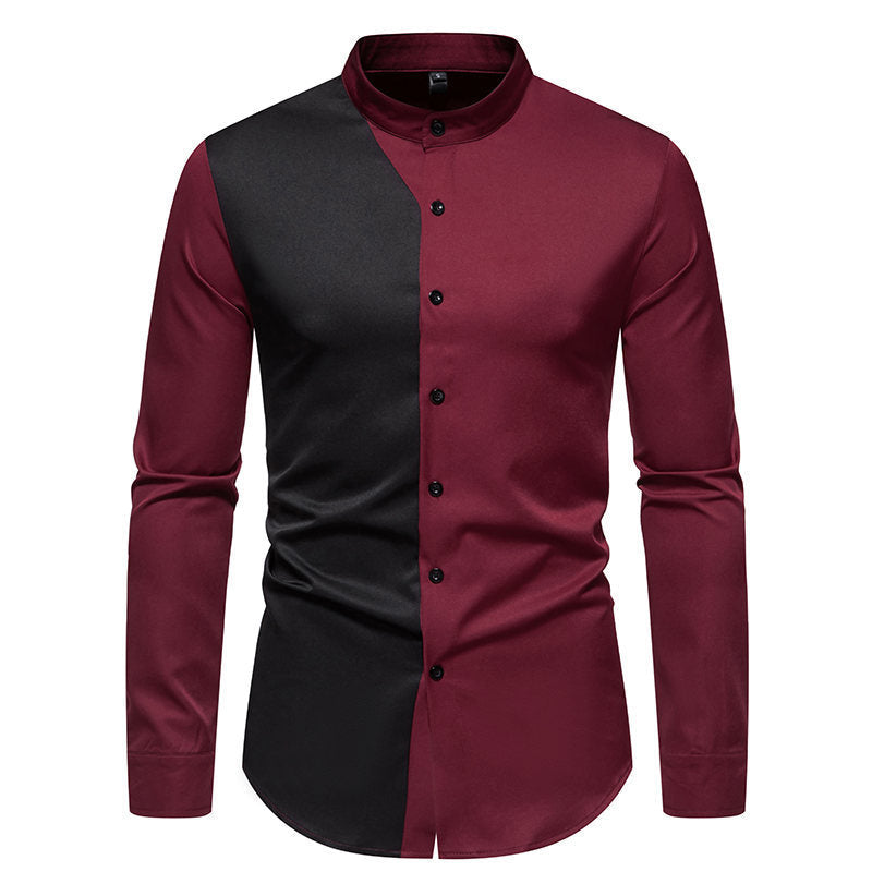 Herren Hemd mit asymmetrischem Farbmuster und modernem Kragen