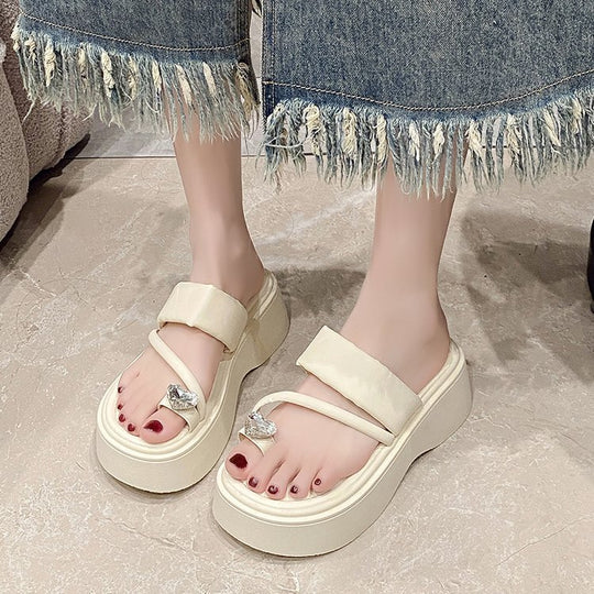 Damen Plateau-Sandalen mit funkelndem Schmuckdetail R&B
