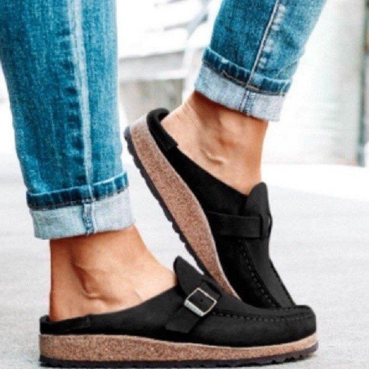 Damen Komfortable Clogs mit anatomischem Fußbett und modischem Schnallen-Design R&B
