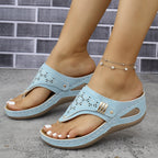 Damen Komfortable Zehentrenner-Sandalen mit modischem Verzierungsdetail R&B
