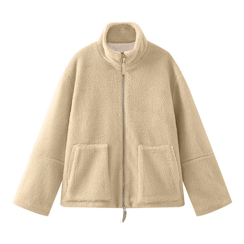 R&B Damen Jacke – Lockerer Schnitt, Stehkragen, Reißverschluss