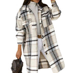 Damen Karierter Oversized-Hemd-Mantel mit praktischen Taschen R&B