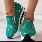 Damen Atmungsaktive Slip-On Sneakers mit modischem Lochdesign R&B