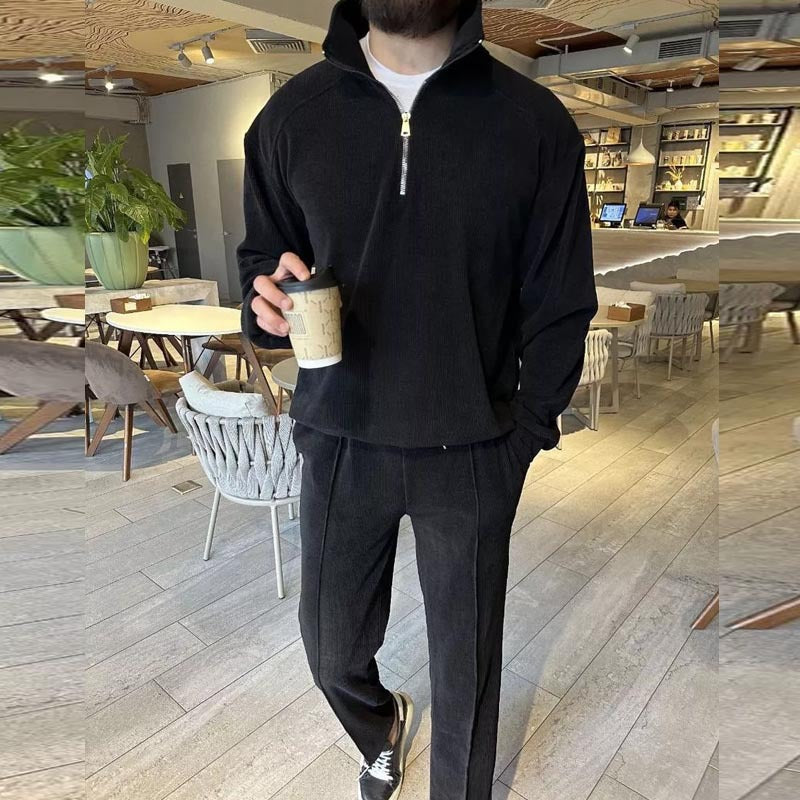 Herren Lounge-Set bestehend aus hochwertigem Pullover mit Reißverschluss und bequemen Jogginghosen R&B