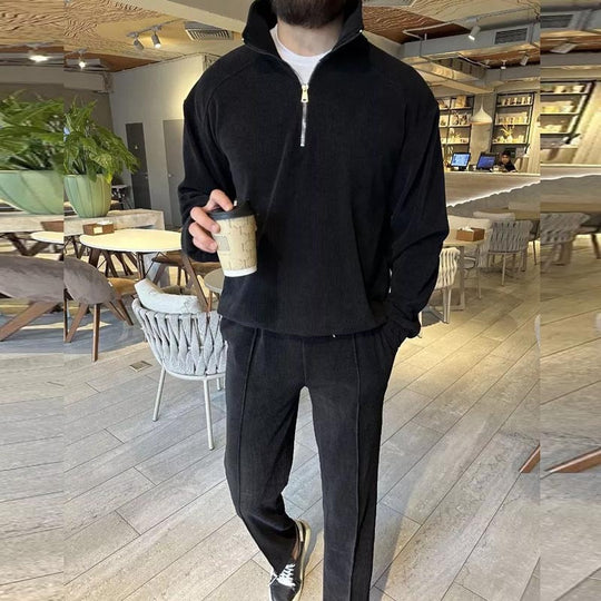 Herren Lounge-Set bestehend aus hochwertigem Pullover mit Reißverschluss und bequemen Jogginghosen R&B