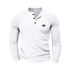 Herren Langarm-Henley-Shirt mit strukturiertem GewR&Be und Knopfleiste R&B