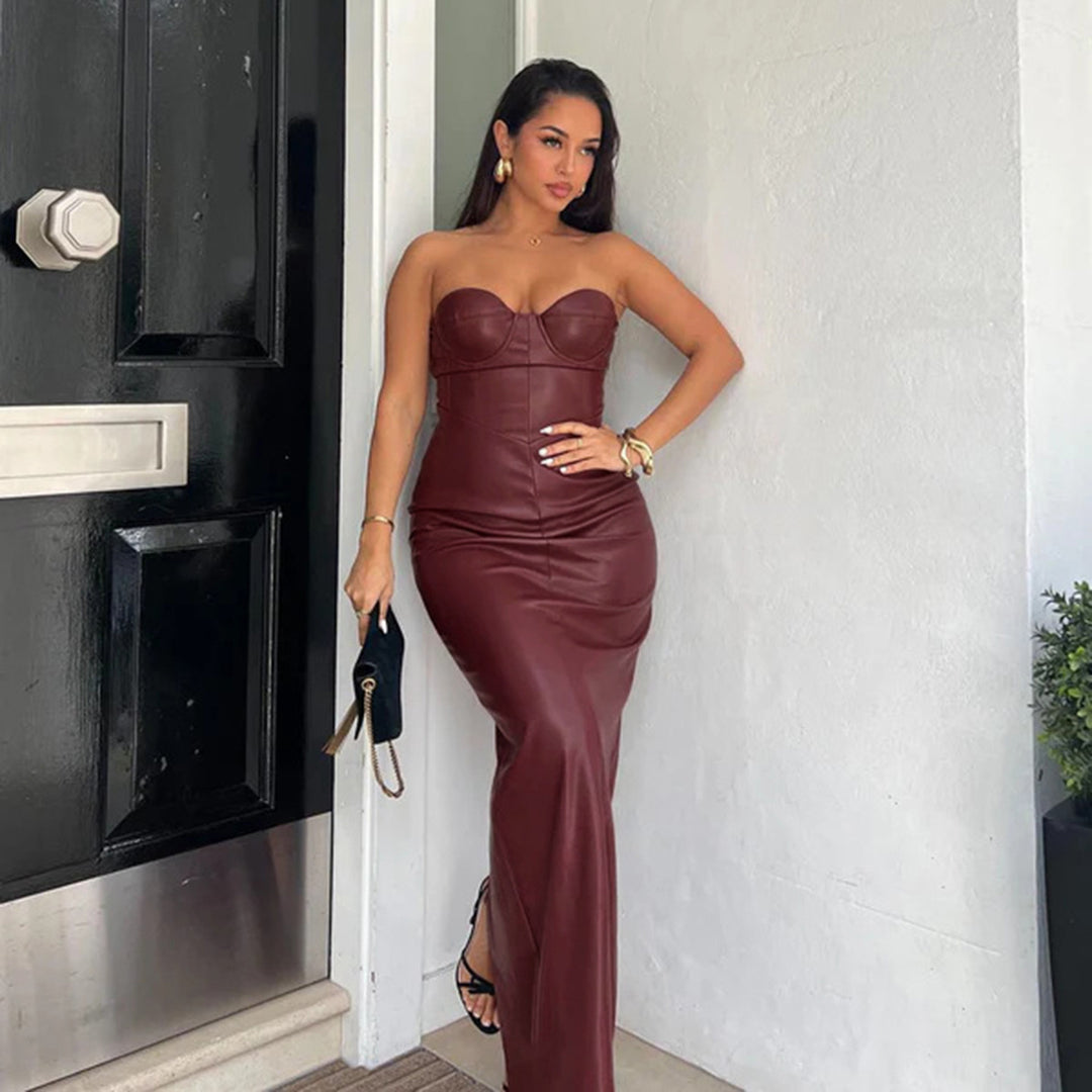 Damen Korsett-Oberteil im eleganten Look mit figurbetonendem Schnitt und strapazierfähigem Kunstleder R&B