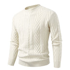 Herren Grobstrickpullover mit Zopfmuster und Rundhalsausschnitt R&B