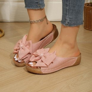 Damen Bequeme Slipper mit großem Schleifendetail R&B