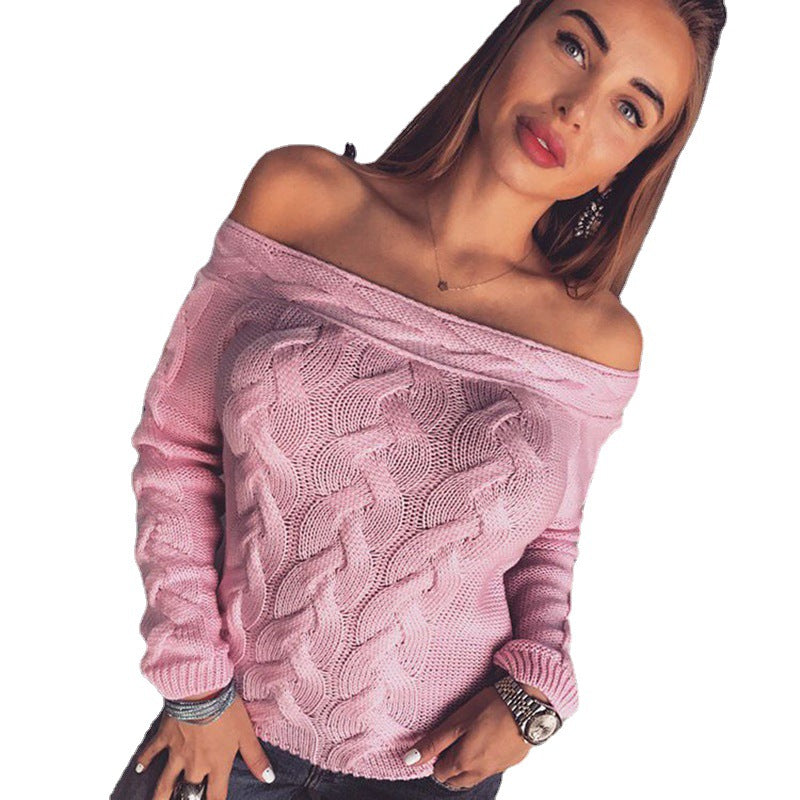 Damen lässiger Strickpullover mit romantischem Zopfmuster R&B