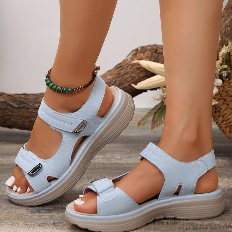Damen bequeme Riemchen-Sandalen mit verstellbarem Klettverschluss R&B