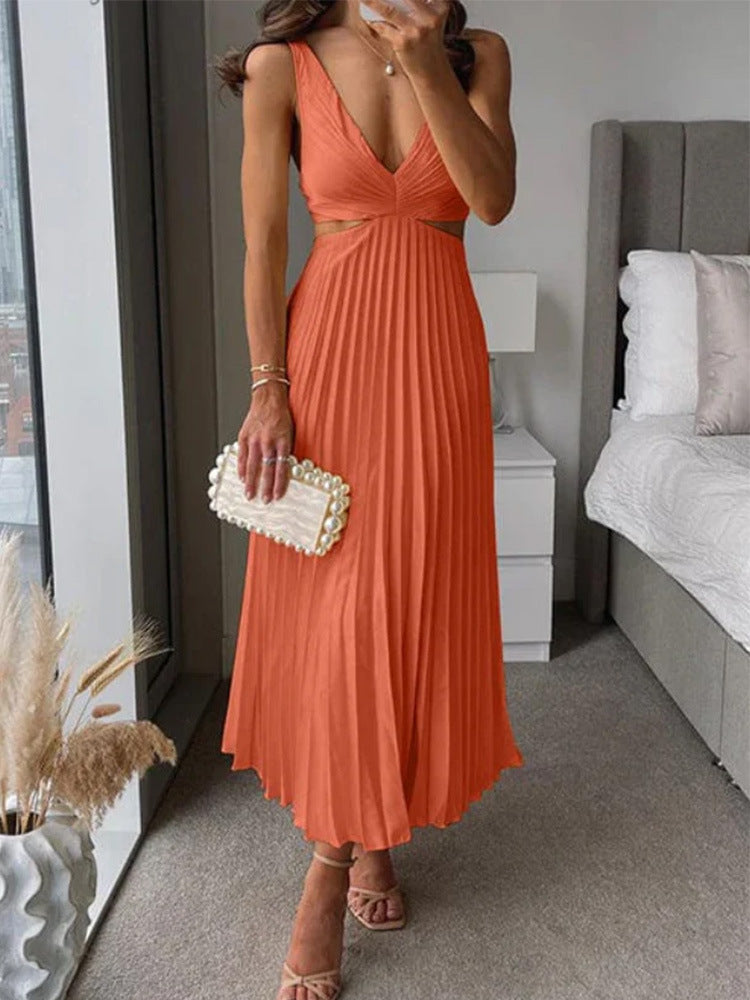 Damen Elegantes Maxikleid mit V-Ausschnitt und raffinierten Drapierungen R&B