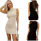 Damen Figurbetontes Strickkleid mit hohem Kragen R&B