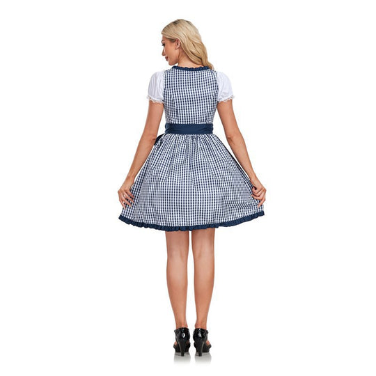 Damen Trachtenkleid mit modernem Karomuster und verspielten Rüschen R&B