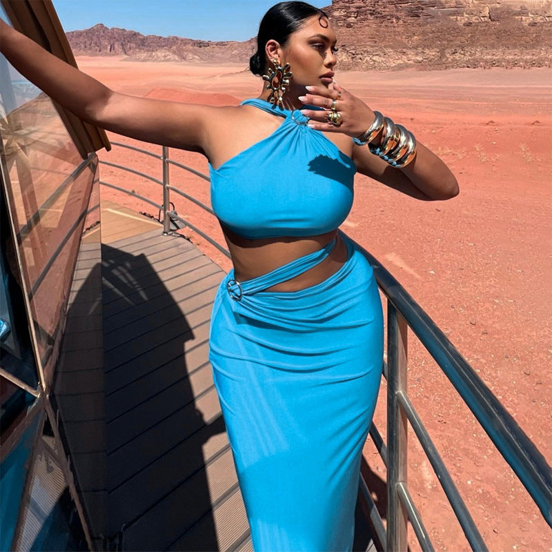 Damen Elegantes Wickelkleid mit schulterfreiem Design und figurbetontem Schnitt R&B