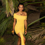 Damen Figurbetontes Minikleid mit schulterfreiem Design und asymmetrischem Saum R&B