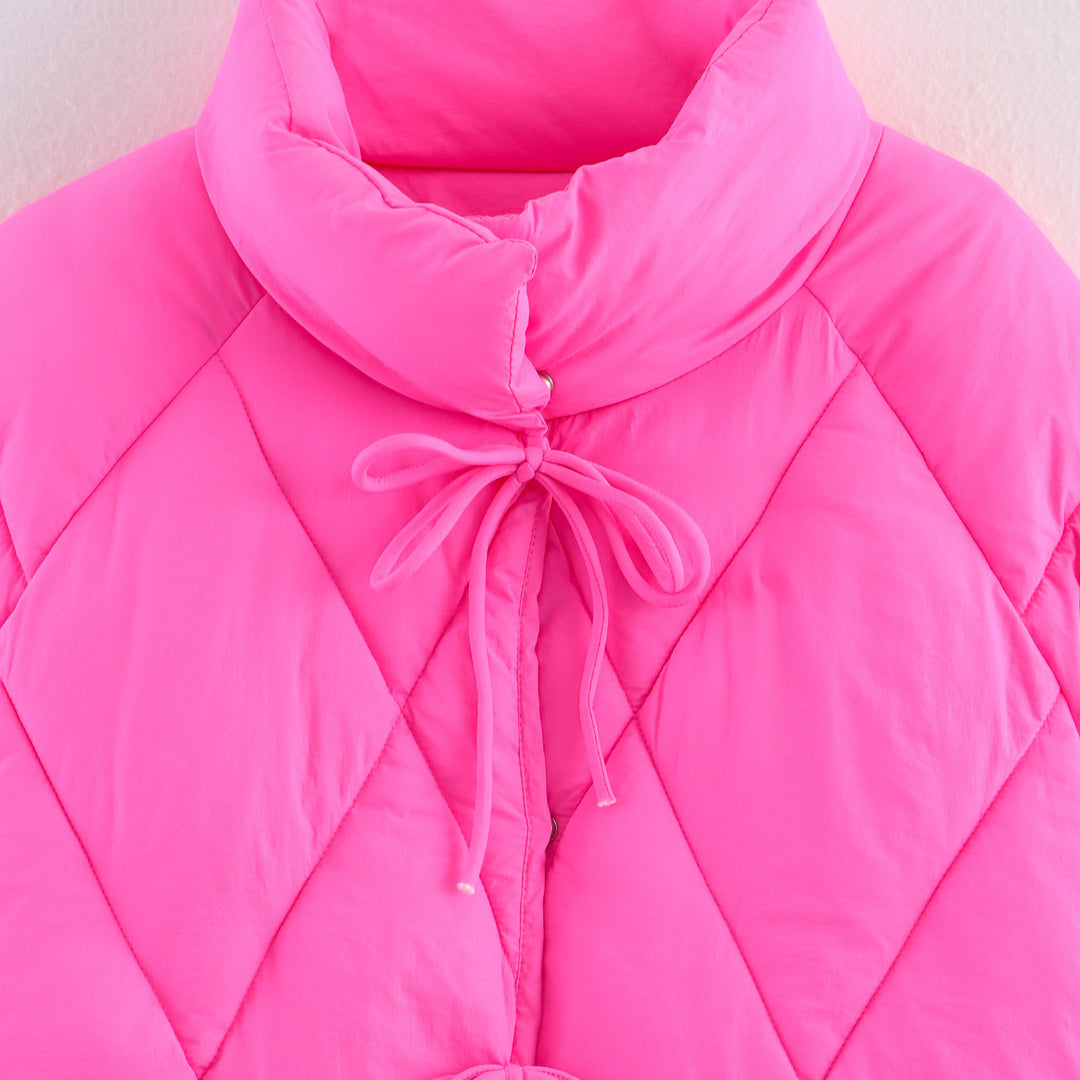 Damen gesteppte Übergangsjacke mit hochgeschlossenem Kragen und Kordelzug R&B