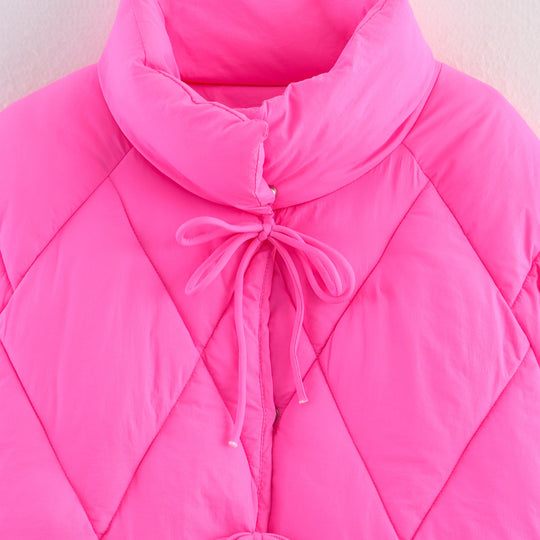 Damen gesteppte Übergangsjacke mit hochgeschlossenem Kragen und Kordelzug R&B