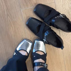Damen elegante Ballerinas mit R&Brnem Riemchen-Design R&B