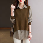Damen Strickpullover mit einzigartiger Layered-Optik und feiner Struktur R&B