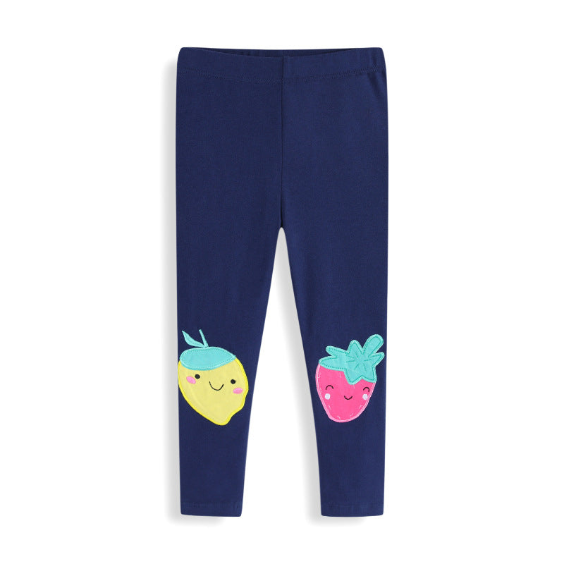 Mädchen Leggings mit fröhlichen Obst-Applikationen R&B