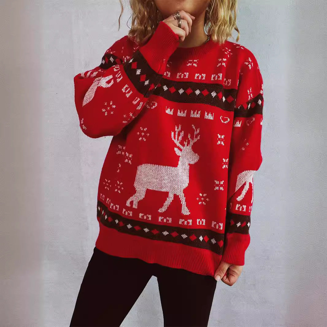 Damen Weihnachtspullover mit festlichem Rentier-Motiv und bequemer Passform R&B