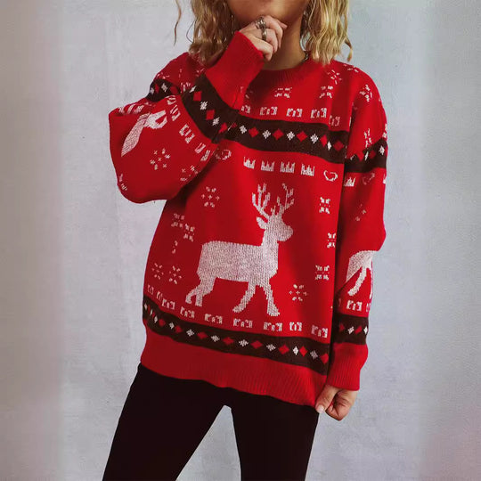 Damen Weihnachtspullover mit festlichem Rentier-Motiv und bequemer Passform R&B
