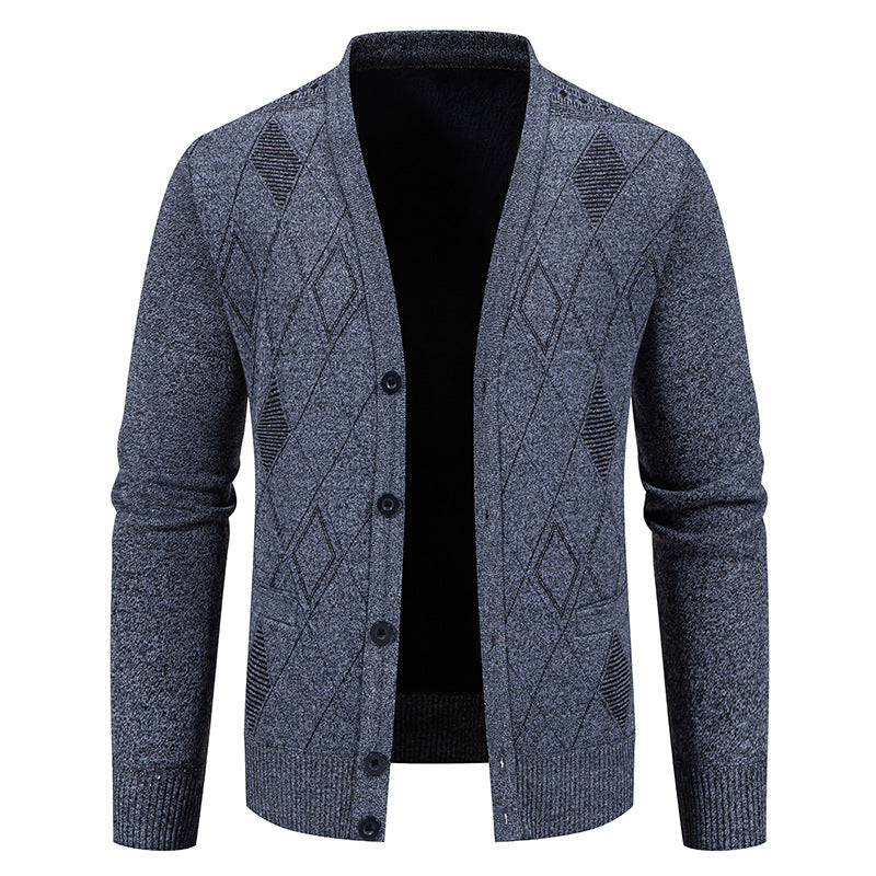 Herren Strickjacke mit eleganter Rautenstruktur R&B