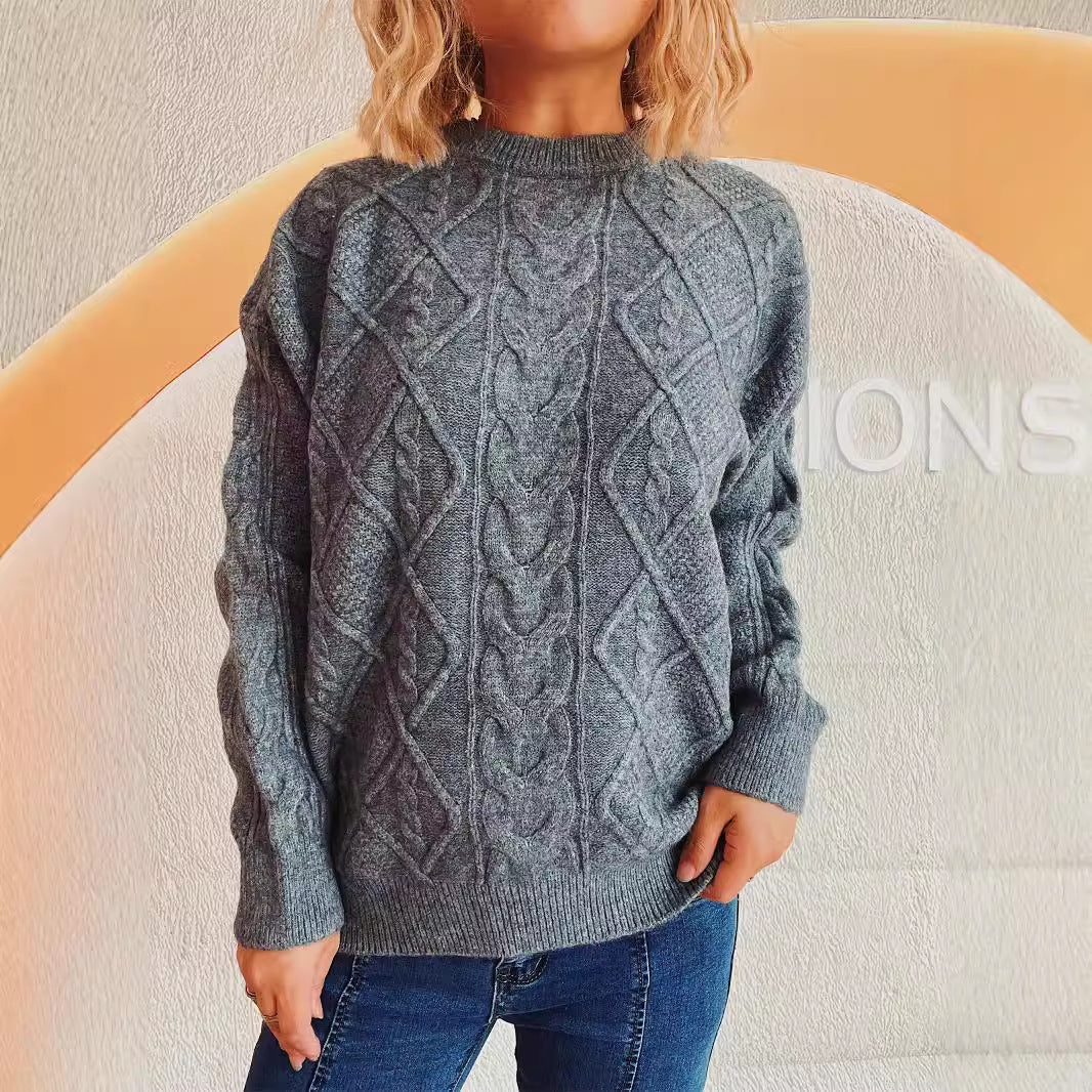 Damen Grobstrickpullover mit elegantem Zopfdesign und lässigem Schnitt R&B