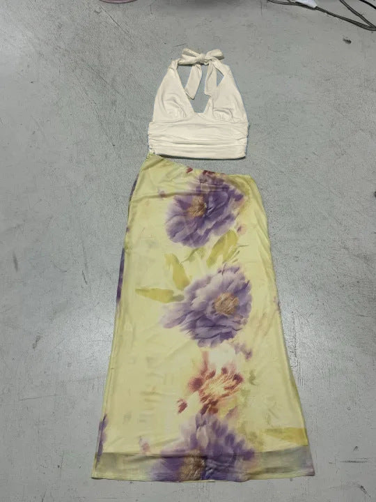 Damen Maxikleid mit floralem Design und verstellbarem Halterträger R&B