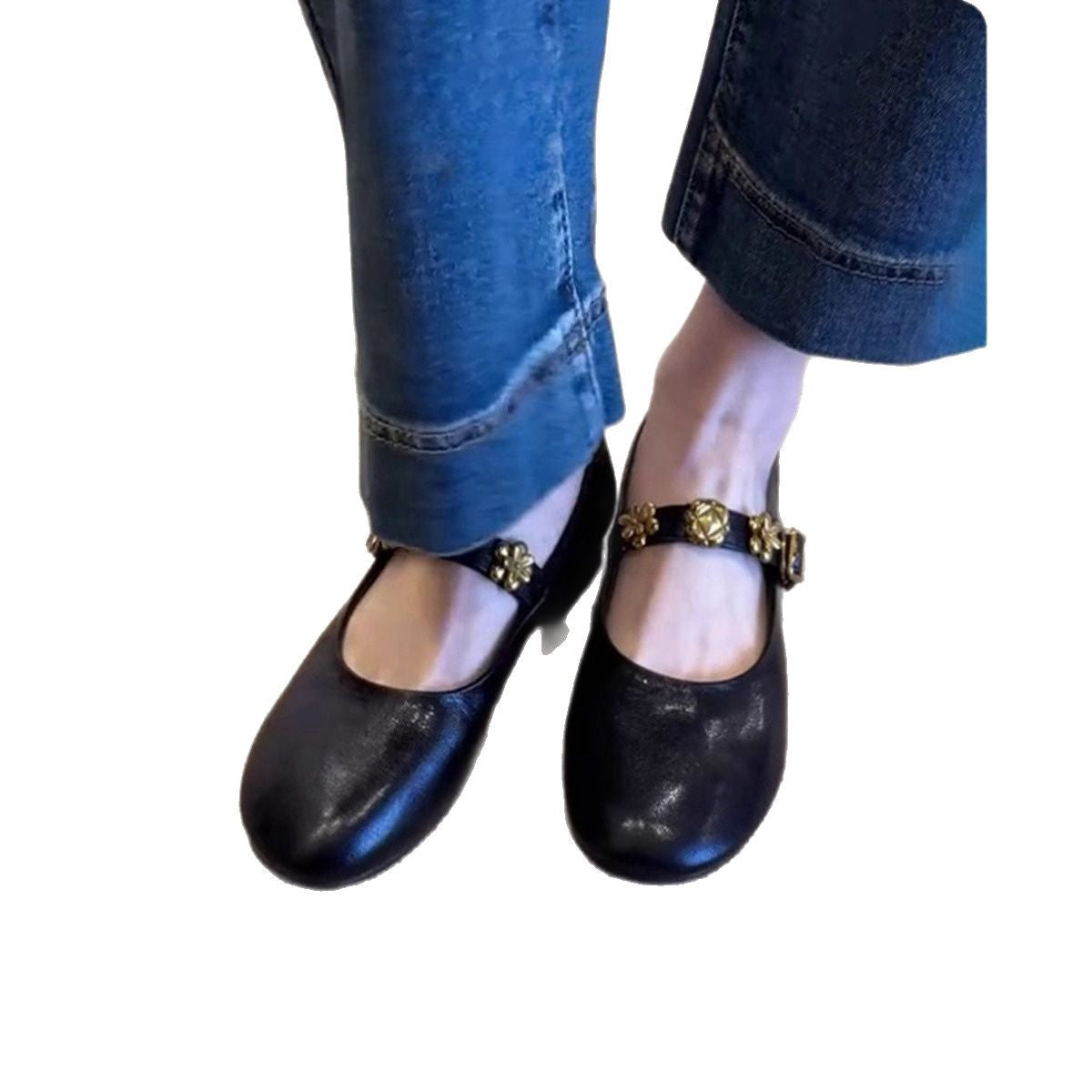Damen elegante Ballerinas mit modischem Blüten-Akzent R&B