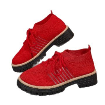 Damen modische Sneaker mit luftiger Strickoberfläche und bequemer Plateausohle R&B