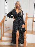 Damen Maxikleid mit Rüschenbesatz und Schlitz R&B