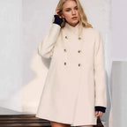 R&B | Damenwolljacke mit Doppelten Knöpfen und Hohem Kragen